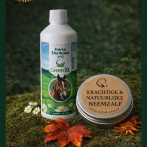 Green-XL verzorgingsset bij rainrotgevoelige paarden