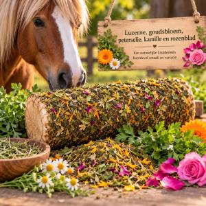 Chew sticks with flowers and herbs for horses prone to itching.
